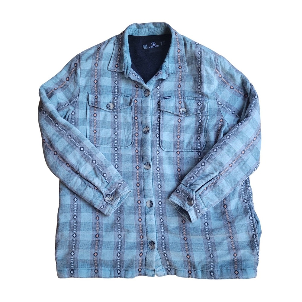 Volcom Polar Boobear Flannel Lined Shacket Jacket Women Large